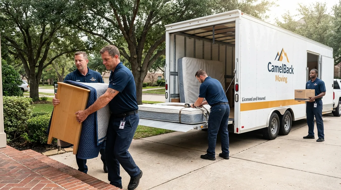 Crew loading residential truck for cross-state move from Deerfield Beach, FL