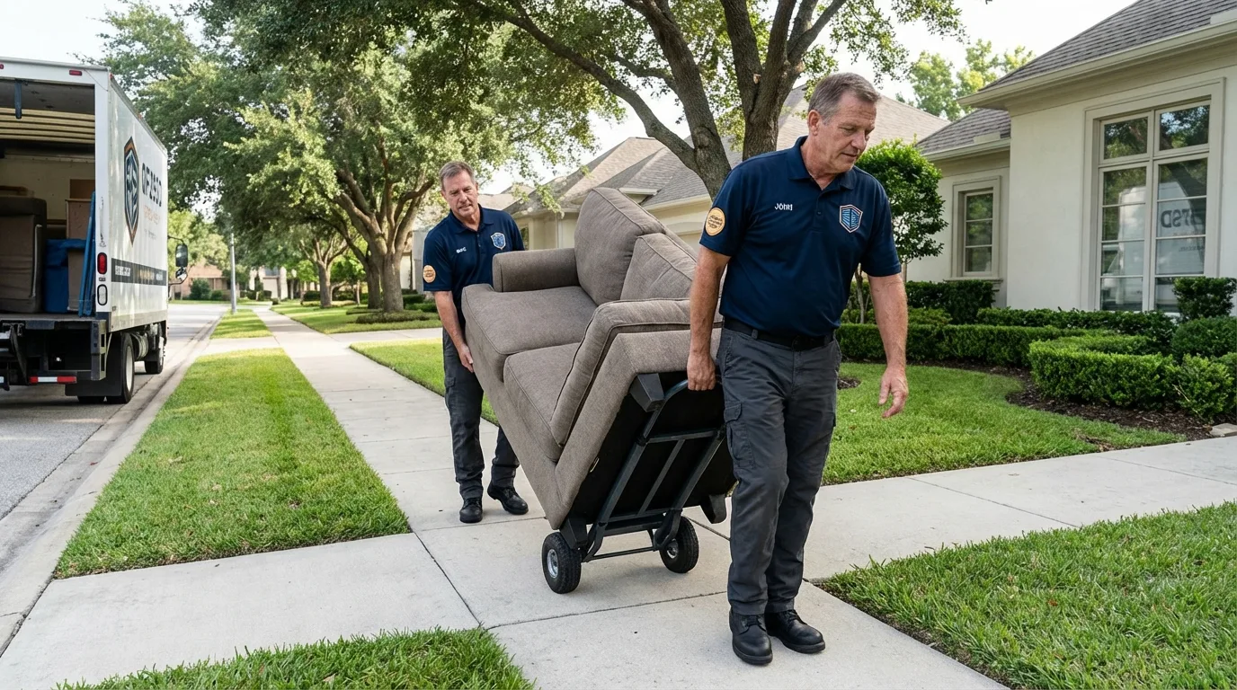 Local residential moving crew loading furniture in Deerfield Beach, FL